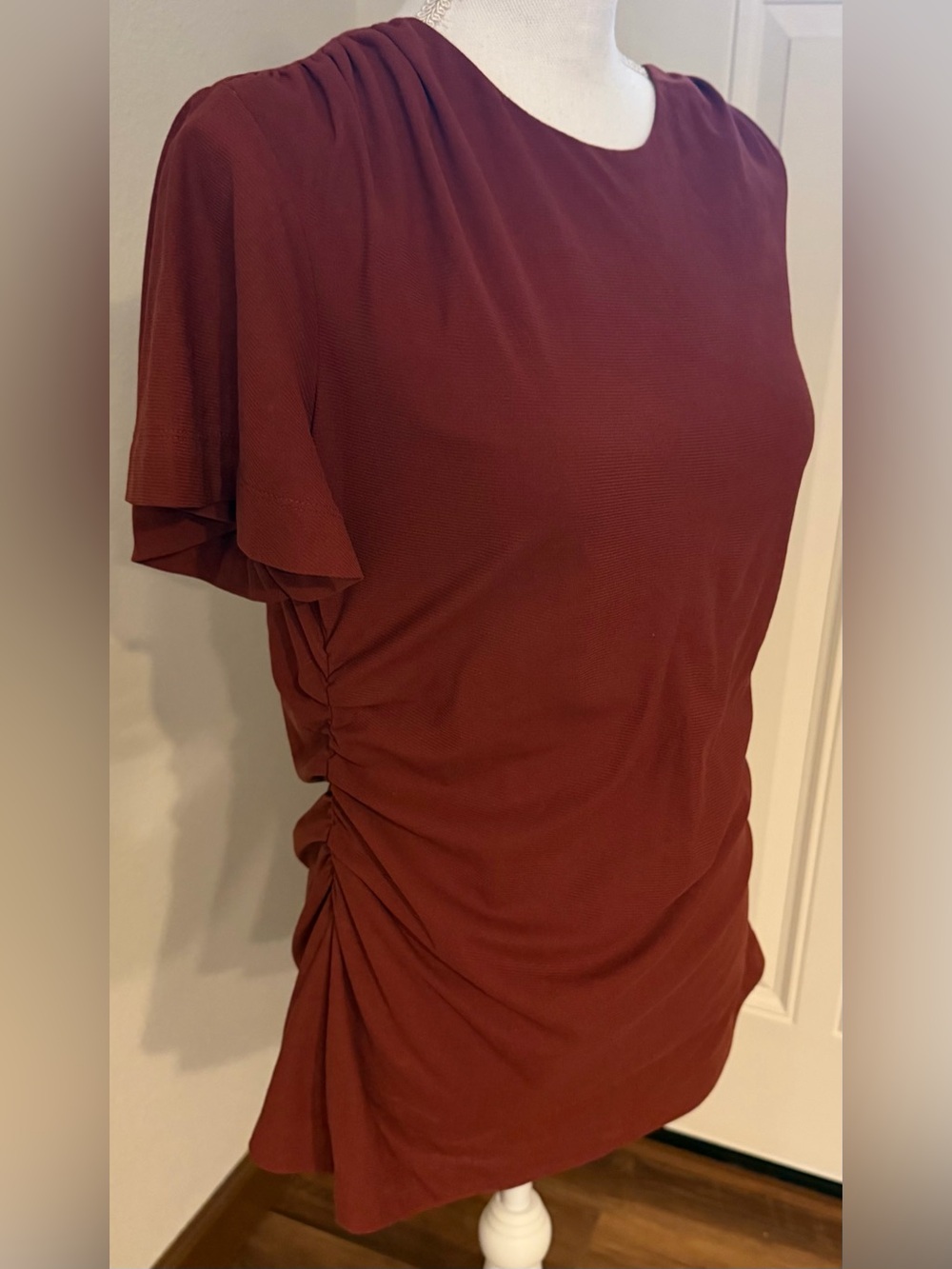 Halogen Rust Short Sleeve Ruched Side Tunic